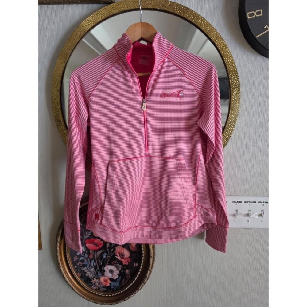 Kate lord 3/4 Zip womens small pink stripped golf jacket